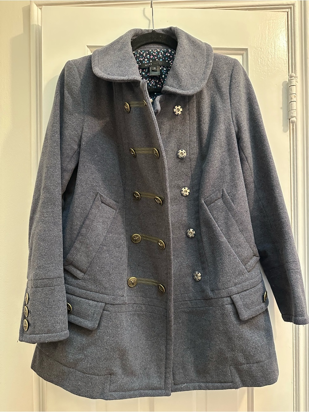 Marc Jacobs Double-Breasted Pea Coat with Gold-Tone Buttons
